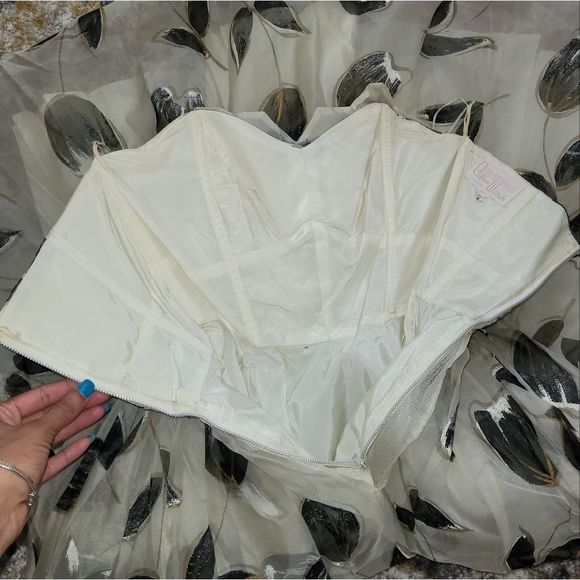 VINTAGE Clifton Wilhite Dallas Cream Floral Tea Length Dress Gown - sz. S - Picture 8 of 16